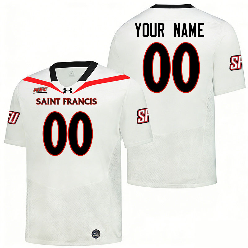 Custom Saint Francis Red Flash Name And Number Football Jerseys-White